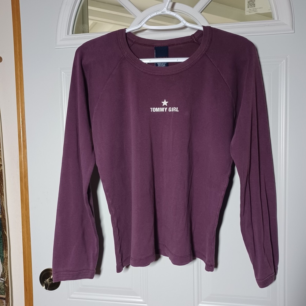 Tommy Girl long sleeve shirt purple raglan sleeves Star Accent Jr XL Made In USA